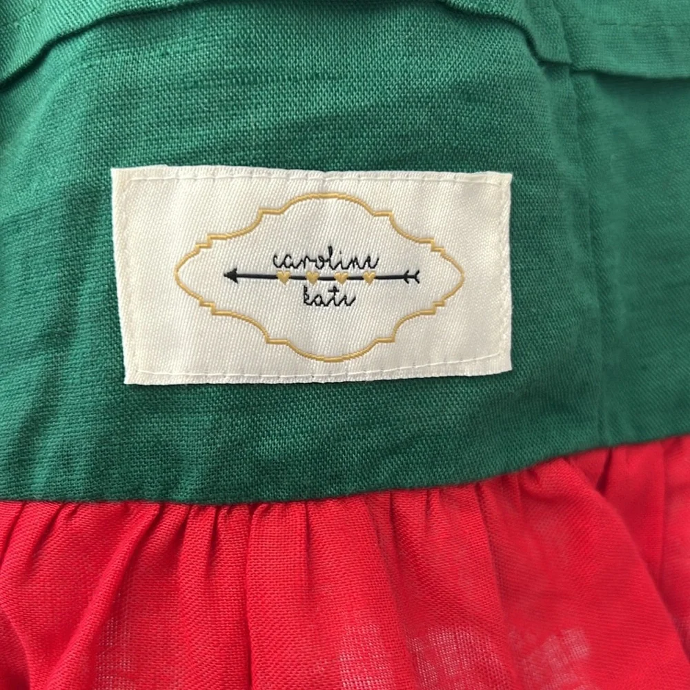 Caroline Kate Meet Me Under The Mistletoe Toddler Girls Circle Skirt Linen Dress